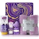 ANLEMIN Birthday Gifts for Women, Mom, Relaxation Gift Basket with Luxurious Flannel Blanket, Self Care Spa Gifts for Women, Get Well Soon Gifts Baskets for Women, Gifts for Her