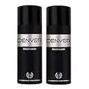 DENVER Black Code Deodorant - 200ML Each (Pack of 2) | Long Lasting Deo Body Spray for Men