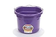 Little Giant® Flat Back Plastic Animal Feed Bucket | Animal Feed Bucket with Metal Handle | Horse Feed & Water Bucket | 8 Quarts | Purple