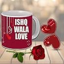 AWANI TRENDS Ceramic Coffee Mug and Artificial Red Rose and Love Greeting Card for Your Girlfriend,Boyfriend,Wife and Husband | Valentine's Day,Birthday,Anniversary,New Year Gift -ATLRG-007