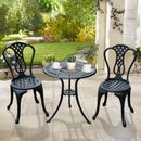 Aluminium Cafe Bistro Set Gartenmöbel Tisch und Stuhl 3tlg Terrassenguss schwarz
