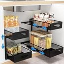 Kitstorack Under Sink Organizer, 2 Tier Pull out Cabinet Organizer Baskets with Mesh Sliding Drawers, Slide out Storage Shelf for Home, Kitchen, Bathroom, Pantry, Office Cabinet, Countertop