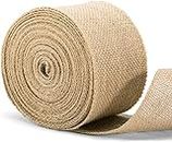 HOME BUY Craft Decoration 3 Inch Jute Roll Natural Burlap Fabric Ribbon - 3 Meter for Crafts Gift Wrapping Decoration Christmas Tree Succulents Chairs Dining Tables. (1pc)