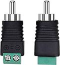 TECH-X RCA Pack of 2 Plugs for Speaker Wire, RCA to AV Screw Terminal Connector, Phono RCA Male Plug Solderless Converter Audio/Video Speaker Wire Connectors Solderless Adapter, Black (Pack of 2)