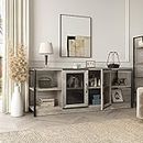 IDEALHOUSE TV Stand Industrial Entertainment Center, Rustic Grey