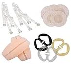 PLUMBURY® Lingerie Accessories For Women Pack Includes Bra Strap Convertor Clip, Nipple Stickers,Transparent Straps, Silicon Bra Strap Cushion for Shoulder
