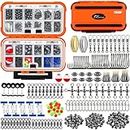 PLUSINNO 253/108pcs Fishing Accessories Kit, Fishing Tackle Box with Tackle Included, Fishing Hooks, Fishing Weights, Spinner Blade, Fishing Gear for Bass, Bluegill, Crappie