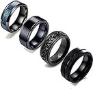MEENAZ Black Rings for Men Mens couples gents friends unisex Boys Boyfriend heart love Stainless Steel Stylish Valentine gifts proposal Couple band thumb Titanium Silver gold combo Finger Ring 172