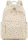 BTOOP Mini Backpack Women Girls Water-resistant Small Purse Shoulder Bag for Womens Adult Kids School Travel, Corduroy-beige Floral, Small