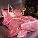 Cover Set Wedding Golden Jacquard Bedding Set Lace Flat Sheet Pillowcase 4pcs