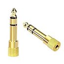 VCE 6.35mm to 3.5mm Headphone Adapter, 1/4 inch Male to 1/8 inch Female Stereo Audio Jack Adapter Gold Plated Connectors for Speaker Headphone, Guitar, Digital Piano, 2-Pack