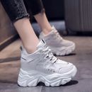 Para mujeres Informales Transpirables Tenis Cuña Tacones Altos Con Cordones Plataforma Zapatos Deportivos