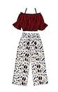 Girl's Designer Wear Crop Top and Palazzo Set (Red) (7-8 Year)