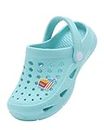 Cubufly Kids Clogs Boys Girls Slippers Cute Sandals Non-Slip Lightweight Garden Slipper Slip on Pool Beach Water Shoes Blue Size 5