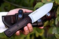 Hunting Knife 9-10" Full-Tang Fixed Blade Rosewood Handle Knife w/ Sheath