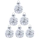SET OF 6 Glass Christmas Ornaments Miniature Glass Bauble Ornaments,Silver White