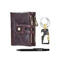 Contacts Men's Genuine Leather RFID Blocking Card Holder Wallet Case with Keychain & Pen (N42-Brown)…