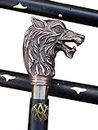 Brass Handle Victorian Telescope Foldable Wooden Walking Stick Cane Ideal Vintage Gift Men Women Father/Mother (Wolf)