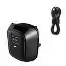 Main 3 Pin Plug Wall Fast Charger Adapter 2.4A Dual USB Ports with iPhone Cable