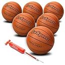 GoSports Indoor/Outdoor Rubber Basketball Six Pack with Pump & Carrying Bag, Regulation (BALLS-BB-RUBBER-6-6)