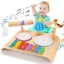 Sweet time Children's Drum Set, Musical Instruments, Children's Play Table, Baby Toy, Music Drum Kit for Toddlers, Wooden Toy, Baby Musical Toy, Learning Toy for Boys and Girls from 3+ Years