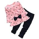 CHIC-CHIC 2pcs Baby Girl Kids Clothing Set Long Sleeve Bowknot T-Shirt Top + Pants Trousers Leggings Outfit (2-3 Years, Pink)