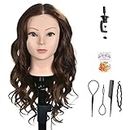 20"-22" Training Head Real Human Hair Cosmetology Hairdressing Mannequin Manikin Doll Head (Table Clamp Holder Included)