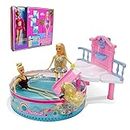 Beach Doll Glam Pool Playset with Slide, Toys for Pool, Bath or Lake, Bath Toys for Girls, Water Toys Gifts for 3 to 7 Year Olds