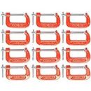 MAXPOWER 2 Inch C-clamp, 12 Pieces C Clamps Set, 2-Inch Jaw Opening, Throat Depth 1-3/16-Inch Quick-Grip C-Clamp