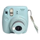 Fuji Instax Mini 9 Polaroid Cámara Azul Luz con Nebulosa Estuche de Cuero PU Usado en Excelente Condición