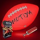 OMOTIYA LED Glow in The Dark Football, Light Up Football, Official Size 6 Football for Kids, Juniors with Pre-Installed Batteries, Pump, Orange