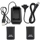 Cotchear Double 4800mAh Rechargeable Battery Pack + USB Charger Cable Pack + Charging Base for Xbox 360 Controller - Black
