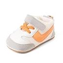 Lillypupp Unisex Anti-Slip Double Velcro Straps Shoes for Baby Boys Girls. Peach Orange Pink First Walking pre Walker Shoe for Toddler.