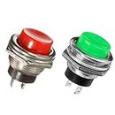 SYMFONIA 2Pin 3Amp Momentary RED GREEN Metal Panel Mount Push Button Switch Horn Switch