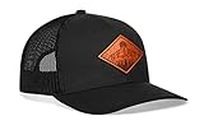 HAKA Leather Diamond Mountains Trees Trucker Hat, Mesh Outdoor Hat for Men & Women, Adjustable Snapback Baseball Cap, Golf Hat (Black), Black, One Size