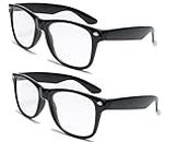V.W.E. 2 Pairs Deluxe Reading Glasses - Comfortable Stylish Simple Readers Magnification (2 black pair, 1.75 x)