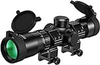 CVLIFE 1.5-5x32 Crossbow Scope, 20-100 Yards Ballistic Reticle, 300-450 FPS Red Green Illuminated Optic Crossbow Scope for Hunting