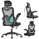 YONISEE Ergonomic Office Desk Chair with Adjustable Lumbar Support,Flip-up Armrest & Headrest, Comfy Seat Cushion Swivel Computer High Back Executive Manager Chair For Home Office