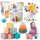 Martiount 4 in 1 Baby Toys 6 to12-18 Months, Montessori Toys for 1-3 Year Old Infant Toys Stacking Building Blocks,Pull String Baby Teething Toys Sensory Toys 6-9-12 M Easter Gift for Baby