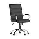 Flash Furniture Mid-Back Black LeatherSoft Executive Swivel Office Chair with Chrome Base and Arms Chaise de Bureau, Métal, Noir, 60,96 x 58,42 x 103,51 cm