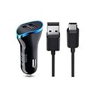 Fast Car Charger for Google Pixel 7 Car Charger with Fast Charging | Dual Port USB Output | Fast Car Charger Adapter with Dual Output. Quick Charge Compatible for i:Phone, All Smartphones, Tablets & More | Smart Charging with Quick Charge 3.0 for Cellular Phones Fast Car Charger , Dual USB Output, Multi-Layer Protection, Fast Charging , Car Charger Adapter | High Speed Rapid Fast Metel Dual USB Port Car Mobile Charger with 1 Meter Type-C USB Fast Charging Cable- NH1, BLACK, WHITE