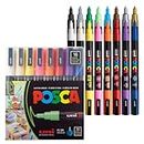 16 Posca Paint Markers, 3M Fine Posca Markers with Reversible Tips, Posca Marker Set of Acrylic Paint Pens | Posca Pens for Art Supplies, Fabric Paint, Fabric Markers, Paint Pen, Art Markers
