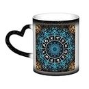 Coffee Milk Tea Ceramic Mugs Heat Sensitive Color Changing Coffee Cups Magic Circle With Zodiacs Sign Novelty Starry Sky Tea Mug For Office Home Morning Drink Valentine'S Day Father'S Day(Black)
