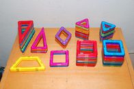 Lot of 62 Magformers Magnet Triangle, Square, Diamond/ Rombus, Trapezoid 