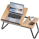 Warmiehomy Laptop Desk, Laptop Bed Table with Foldable Legs & Cup Slot,Reading Holder Notebook Stand with Adjustable Height Angle,Laptop Bed Tray for Bed Sofa Breakfast Work Study Reading (Maple)