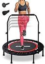 Kanchimi Folding Mini Fitness Indoor Exercise Workout Rebounder Trampoline with Handle, Max Load 150KG(Black Red)