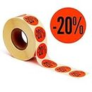POKORNYS – Aktionsetiketten “-20%” I Etiketten für reduzierte Ware I 1.000 selbstklebende Rabattaufkleber in leuchtendem Rot I permanent haftende, runde Klebeetiketten mit Ø 32mm