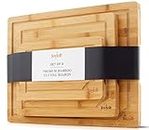JoyJolt Bamboo Cutting Board Set, Wooden Cutting Boards for Kitchen. Large and Small Wooden Cutting Board Set; Serving Cheese Board, Bread Board or Chopping Board Set. Non Slip Wood Cutting Board Set