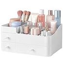 HBlife Plastic Makeup Organizer for Vanity, Large Skincare Organizers 8 Compartments Bathroom Organizer Cosmetic Storage (White)