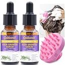 Rosemary Oil for Hair Growth,2 Pack Hair Growth Serum Products w/Scalp Massager Rosemary Oil Castor Oil Biotin Argan Oil for Thinning Dry Damaged Hair Ingrown Regrowth Loss Treatment for Women Men